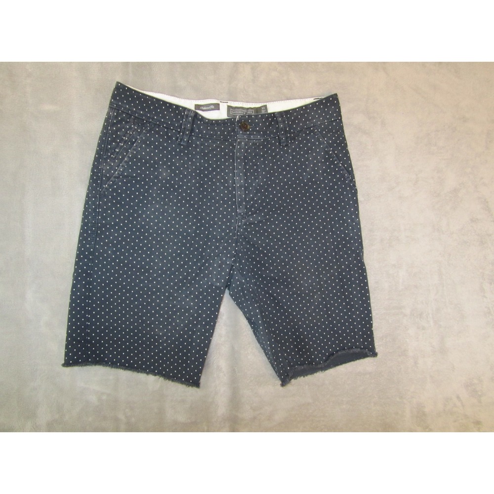 Hawkings McGill Mens Navy Polka Dot Tailored‎ Fit Raw Hem Shorts Size 32